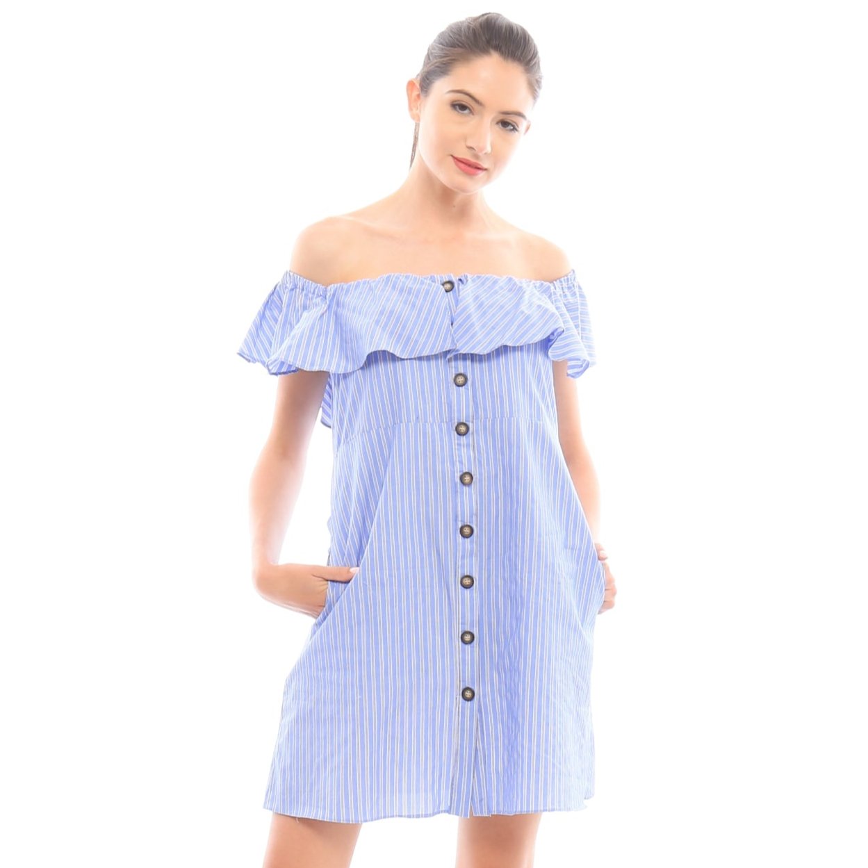 Valencia Dress, Blue Stripe